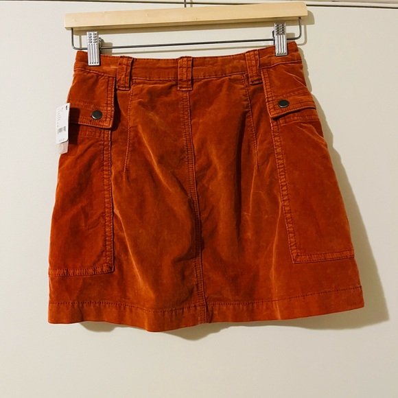 Free People Rust Orange Corduroy Mini Skirt, NWT, Size 4 - Picture 2 of 6